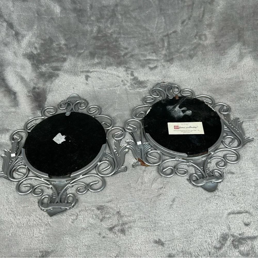 VTG‎ Home Interiors Mirrors Hollywood Silver Regency Fleur De Lis Acanthus Leaf